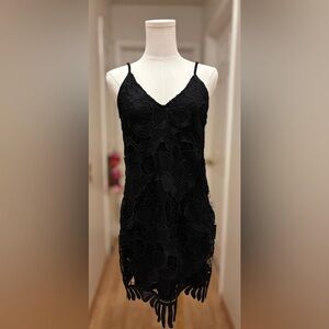 Express mini dress with crochet layer sz S